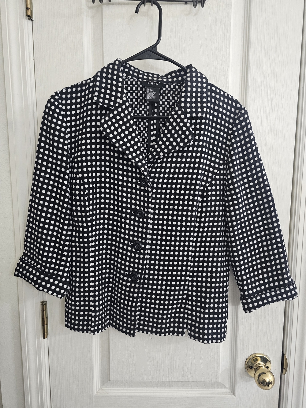 R.Q.T Black & White Polka Dot Button-Front Jacket